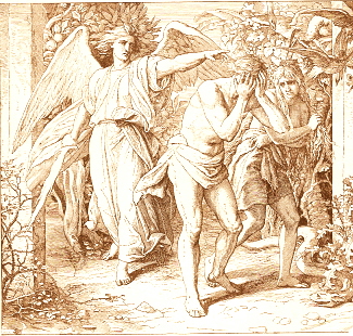 Adam and Eve being cast out of the Garden of Eden